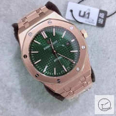 Audemars Piguet Royal Oak Green Dial Rose Gold Automatic Movement Glass Back Stainless Steel Mens Watch AU3596920