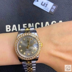 U1 Factory Rolex Datejust Gray Diamond Dial Diamond Bezel Two Tone Jubilee 31MM Ladies Size Jubilee 126331 Automatic Movement Stainless Steel Womens Watches AU2197577780