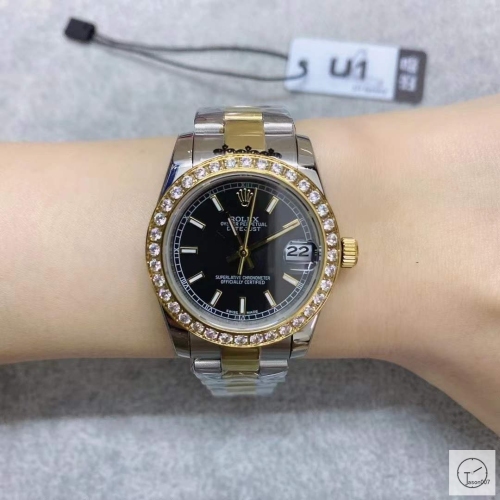 U1 Factory Rolex Datejust Black Dial Diamond Bezel Two Tone Jubilee 31MM Ladies Size Oyster Automatic Movement Stainless Steel Womens Watches AU2197682780