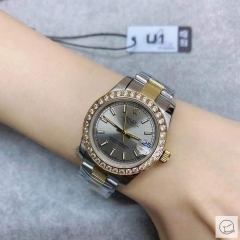 U1 Factory Rolex Datejust Gray Dial Diamond Bezel Two Tone Jubilee 31MM Ladies Size Oyster Automatic Movement Stainless Steel Womens Watches AU2197681780