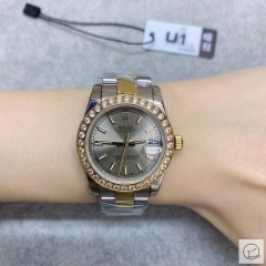 U1 Factory Rolex Datejust Gray Dial Diamond Bezel Two Tone Jubilee 31MM Ladies Size Oyster Automatic Movement Stainless Steel Womens Watches AU2197681780