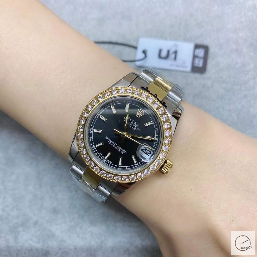 U1 Factory Rolex Datejust Black Dial Diamond Bezel Two Tone Jubilee 31MM Ladies Size Oyster Automatic Movement Stainless Steel Womens Watches AU2197682780