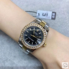 U1 Factory Rolex Datejust Black Dial Diamond Bezel Two Tone Jubilee 31MM Ladies Size Oyster Automatic Movement Stainless Steel Womens Watches AU2197682780