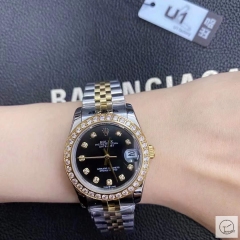 U1 Factory Rolex Datejust Black Diamond Dial Diamond Bezel Two Tone Jubilee 31MM Ladies Size Jubilee 126331 Automatic Movement Stainless Steel Womens Watches AU2197578780