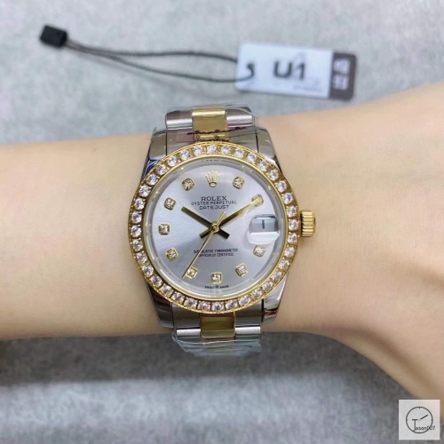 U1 Factory Rolex Datejust Silver Diamond Dial Diamond Bezel Two Tone Oyster 31MM Ladies Size Oyster 126331 Automatic Movement Stainless Steel Womens Watches AU2197692780