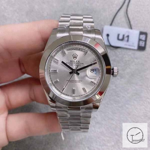 U1 Factory Rolex Rolex Day-Date 40 Silver Diamond Dial &amp; Smooth Bezel Automatic Movement President Bracelet 228206 -BRAND NEW AJL252589756980