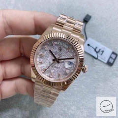 U1 Factory Rolex Day-Date 40 Meteorite Diamond Dial & Fluted Bezel Automatic Movement President Bracelet 228206 Rose Gold BRAND NEW AJL25223489256980