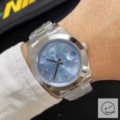 U1 Factory Rolex Rolex Day-Date 40 Platinum Ice Blue Diamond Dial & Smooth Bezel Automatic Movement President Bracelet 228206 -BRAND NEW AJL252189756980