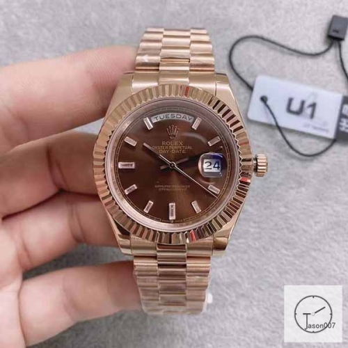 U1 Factory Rolex Rolex Day-Date 40 Brown Diamond Dial & Fluted Bezel Automatic Movement President Bracelet 228206 Rose Gold BRAND NEW AJL2521489256980