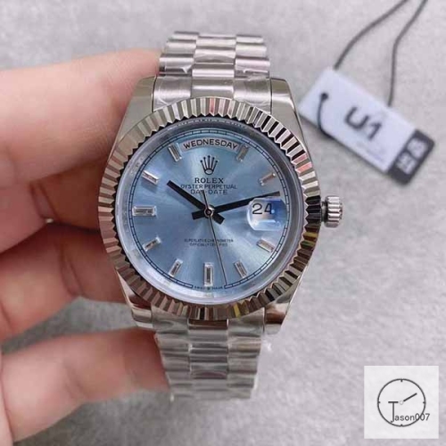 U1 Factory Rolex Rolex Day-Date 40 Platinum Ice Blue Diamond Dial & Fluted Bezel Automatic Movement President Bracelet 228206 -BRAND NEW AJL252289756980