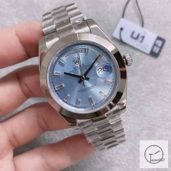 U1 Factory Rolex Rolex Day-Date 40 Platinum Ice Blue Diamond Dial & Smooth Bezel Automatic Movement President Bracelet 228206 -BRAND NEW AJL252189756980