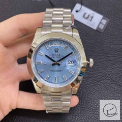 U1 Factory Rolex Rolex Day-Date 40 Platinum Ice Blue Diamond Dial & Smooth Bezel Automatic Movement President Bracelet 228206 -BRAND NEW AJL252189756980