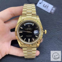 U1 Factory Rolex Rolex Day-Date 40 Black Diamond Dial & Fluted Bezel Automatic Movement President Bracelet 228206 -BRAND NEW AJL2521389756980