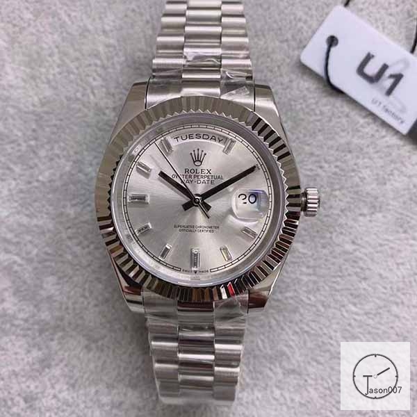 U1 Factory Rolex Rolex Day-Date 40 Silver Diamond Dial & Fluted Bezel Automatic Movement President Bracelet 228206 -BRAND NEW AJL254389756980