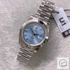 U1 Factory Rolex Rolex Day-Date 40 Platinum Ice Blue Diamond Dial & Smooth Bezel Automatic Movement President Bracelet 228206 -BRAND NEW AJL252189756980