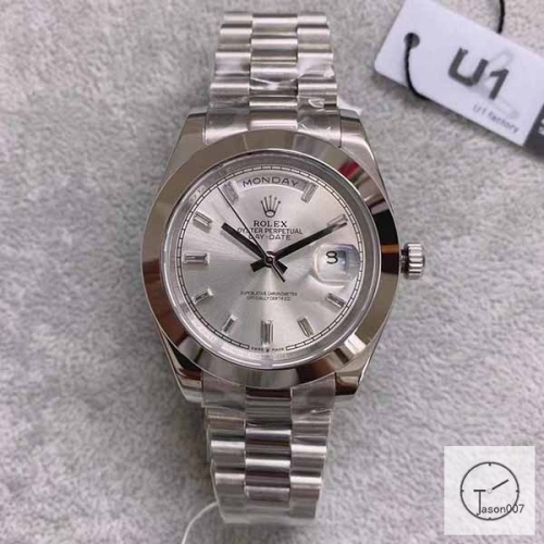 U1 Factory Rolex Rolex Day-Date 40 Silver Diamond Dial & Smooth Bezel Automatic Movement President Bracelet 228206 -BRAND NEW AJL252589756980