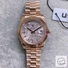 U1 Factory Rolex Day-Date 40 Meteorite Diamond Dial & Fluted Bezel Automatic Movement President Bracelet 228206 Rose Gold BRAND NEW AJL25223489256980