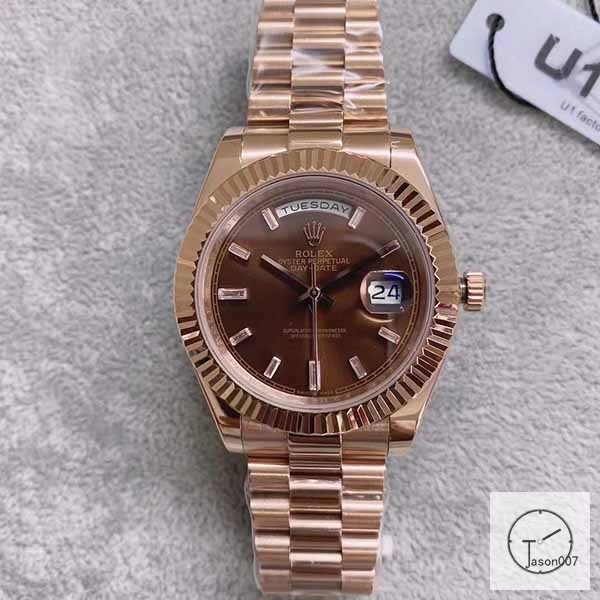 U1 Factory Rolex Rolex Day-Date 40 Brown Diamond Dial & Fluted Bezel Automatic Movement President Bracelet 228206 Rose Gold BRAND NEW AJL2521489256980