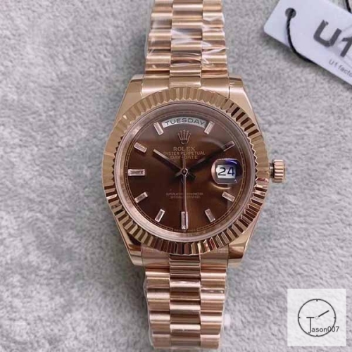 U1 Factory Rolex Rolex Day-Date 40 Brown Diamond Dial & Fluted Bezel Automatic Movement President Bracelet 228206 Rose Gold BRAND NEW AJL2521489256980
