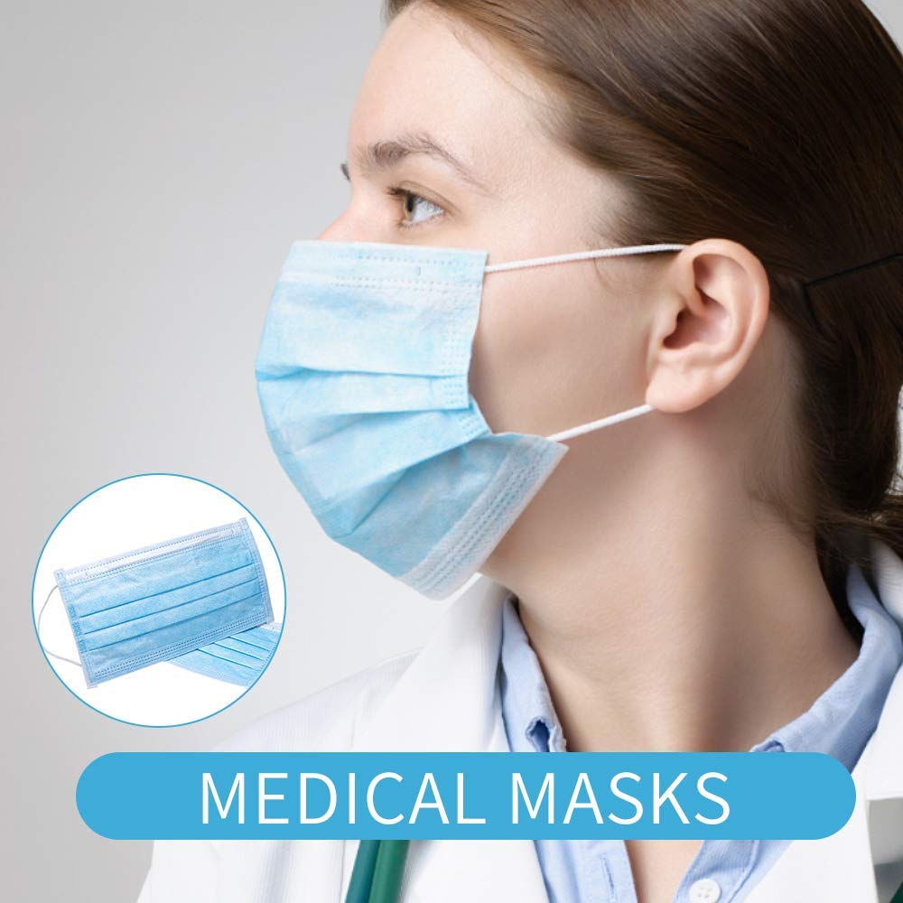 30Pcs Disposable Masks, Morenitor Professional 3-Layer Anti Dust Breathable Earloop Mouth Mask for Protection