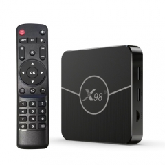 X98 Plus Android 11.0 Smart TV Box Amlogic S905W2 UHD 4K Media Player 2.4G/5G Dual-band WiFi BT AV1 VP9 H.265 Decoding Digital Display Remote Control