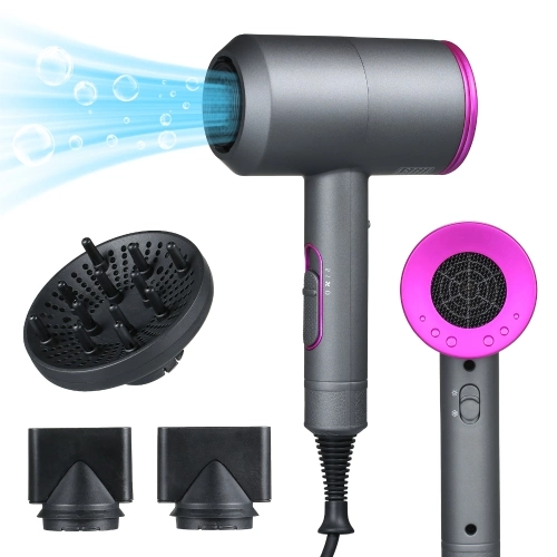 Ionic Hair Dryer with 3 Nozzles Diffusers 3 Heat Settings & 2 Speed Hot / Cold Wind Quick Drying Blow Dryer