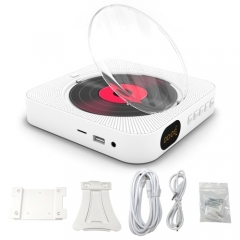 KC-909 Portable CD Player Built-in Speaker Stereo CD Players with Double 3.5mm Headphones Jack LED Screen Wall Mountable CD Music Player with IR Remot