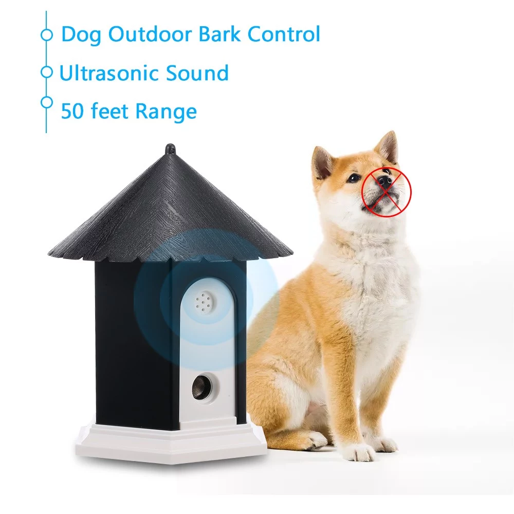 Pet Dog Outdoor Bark Control Ultrasonic Sound Stop Barking Device Waterproof 50ft Sonic Bark Deterrents Dogs Training Control Tool