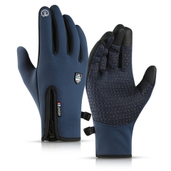 Winter Warm Thermal Gloves Non-slip Cycling Touchscreen Windrproof Waterproof Bike Glove - Blue M