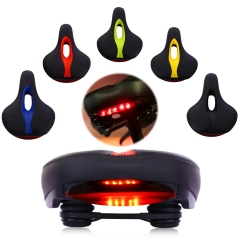 BIKIGHT MTB Bike Comfort Saddle Cushion Pad Seat Bicycle Cycling LED Tail Flashing Light - Red