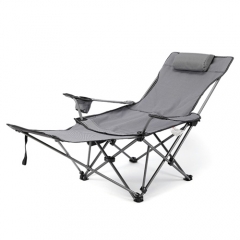 2 in 1 Folding Camping Chair Portable Adjustable Reclining Lounge Chair with Removable Footrest for Camping Fishing Beach Picnics