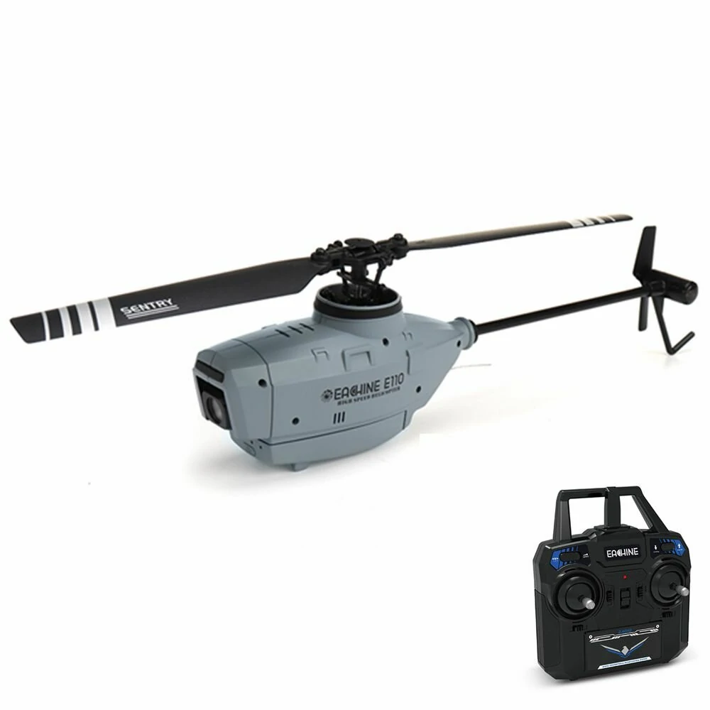 Eachine E110 2.4G 4CH 6-Axis Gyro 720P Camera Optical Flow Localization Flybarless Scale RC Helicopter RTF - Mode 2 (Left Hand Throttle) with 1 Batter