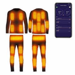 TENGOO Smart Heated Underwear Set Phone APP Control Winter Heating Suit USB Recharging Heated Thermal Tops Pants Winter Set - Black M