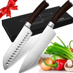 Homgeek Kitchen Knives Set with 7 inch Santoku Knife and 8 inch Chef Knife