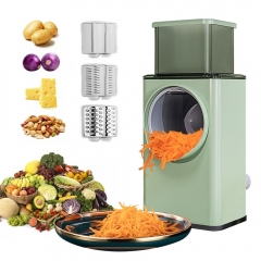Multifunctional Vegetable Cutter Chopper Rotary Cheese Grater 3-in-1 Shredder Slicer Grinder Salad Maker Machine with Stainless Steel Roller Blades fo
