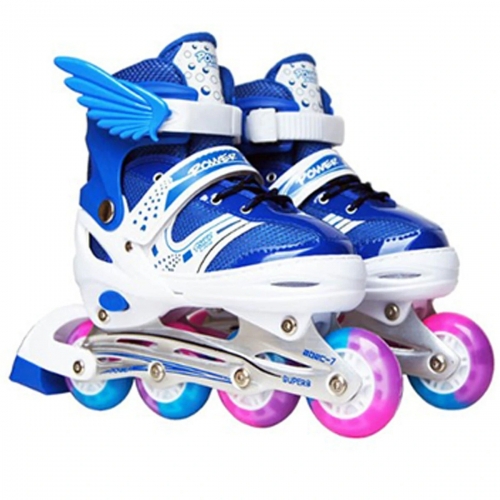 Kids Skates Children Roller Skates Flash PU Full Flash Adjustable Adult Children Roller Skates Gifts - Blue M #1