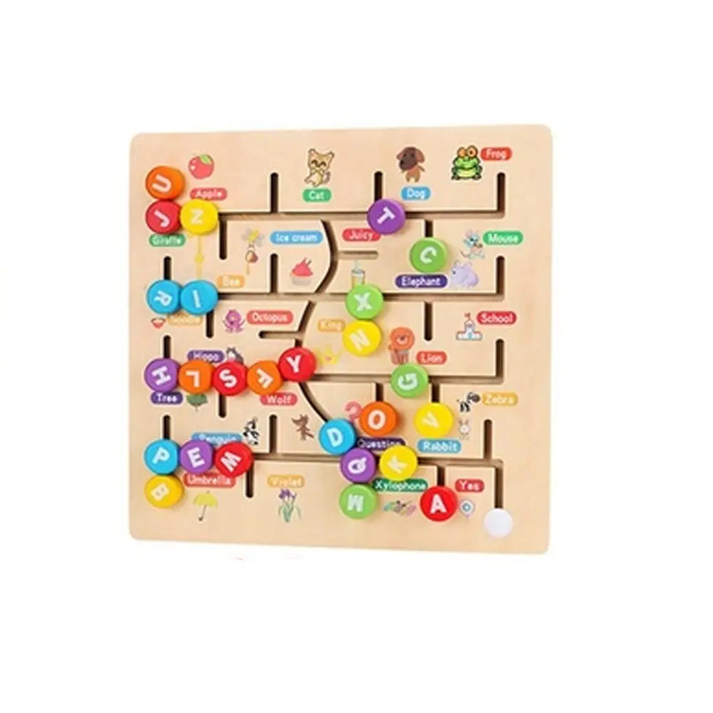 Math Toys Wooden Digitals Alphabet Learning Arithmetic Maze Matching Board Brain Development Toys for Children - 3