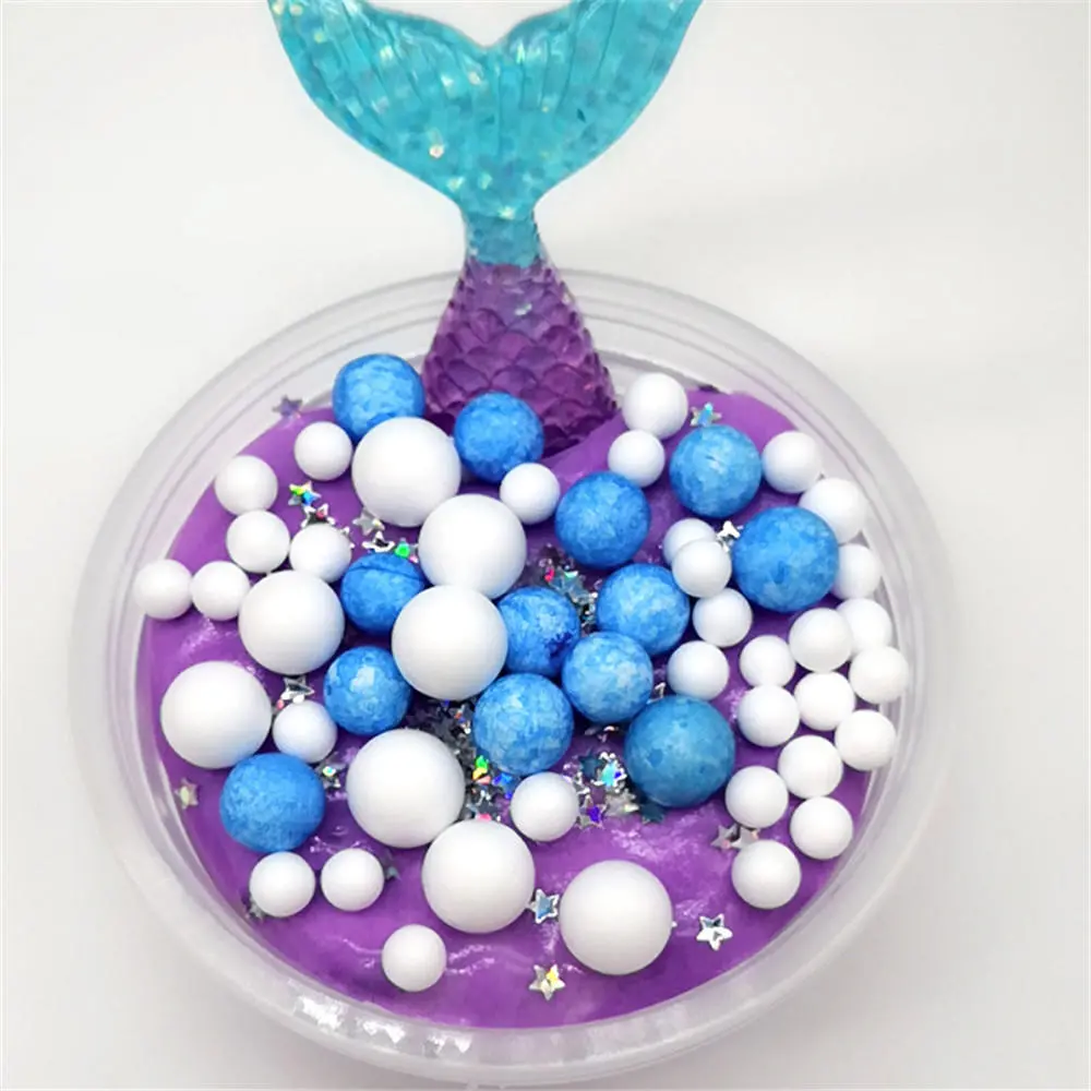 60ML Slime DIY Mermaid Cotton Mud Foam Ball Ocean Crystal Decompression Mud DIY Gift Toy - Blue