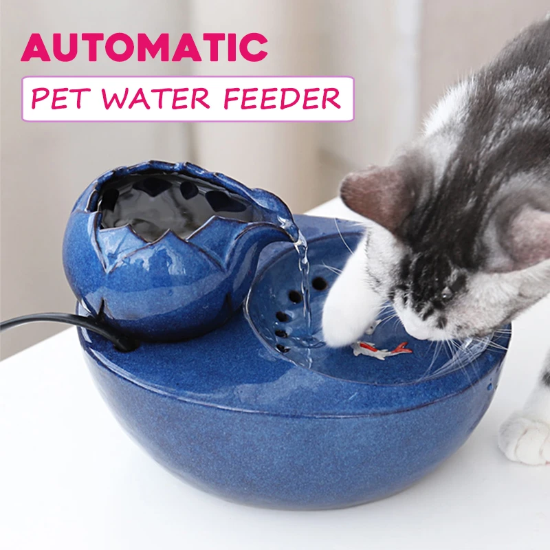 Ceramic Pet Cat Supplies Waterer Dispenser Automatic Pet Water Feeder - A