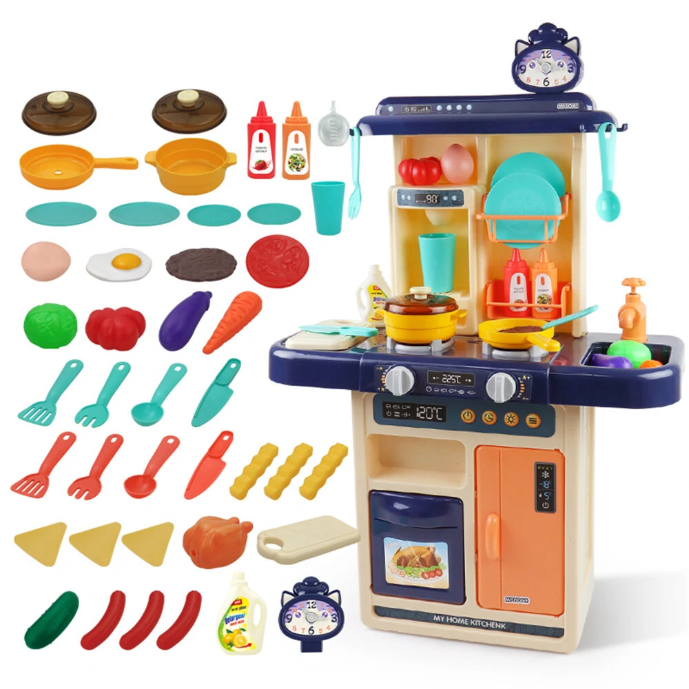 Children Play House Spray Kitchen Toy Set Sound And Light Water Simulation Cooking Utensils Early Education Puzzle Toys - Blue