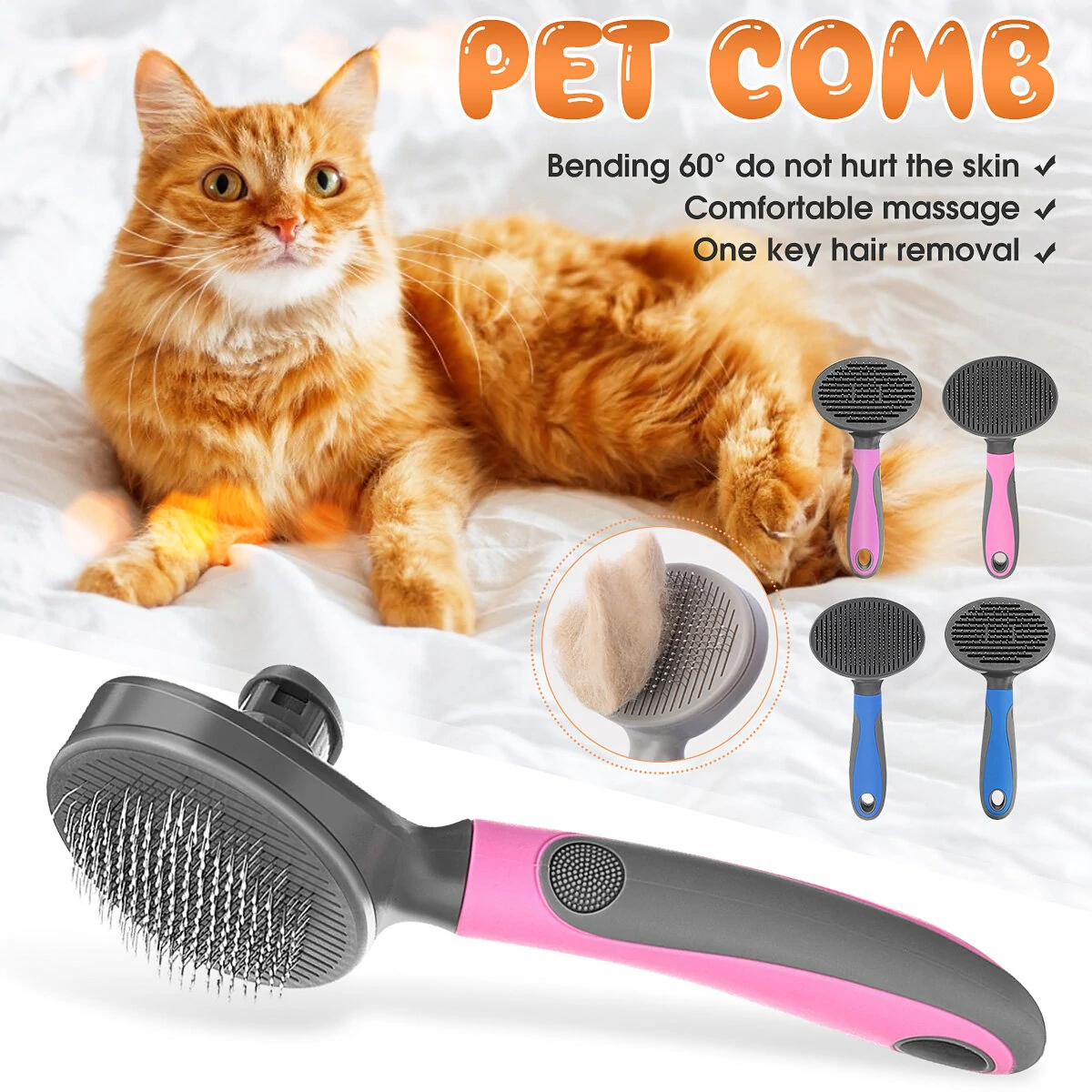 Pet Comb for Cat Dog Hair Cleaning Grooming - Blue L