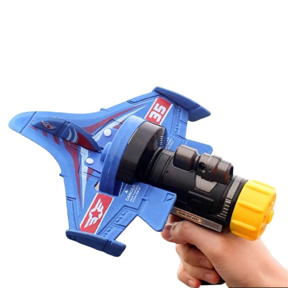 Hand Throwing Swivel Foam Aircraft Outdoor Launcher Gliding Flying Plane Model Children Toys Gifts - Blue