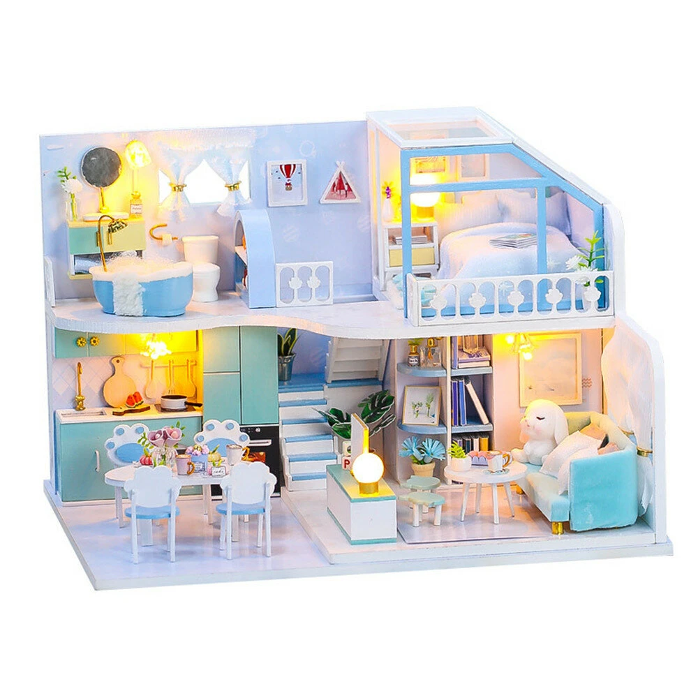 DIY Doll House Handmade Attic House 3d Building Assembly Model Assembly Toy Birthday Gift