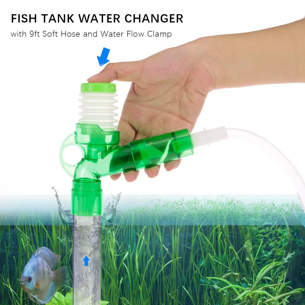 Fish Tank Water Changer Gravel Cleaner Sand Washer with 6ft Soft Hose and Water Flow Clamp