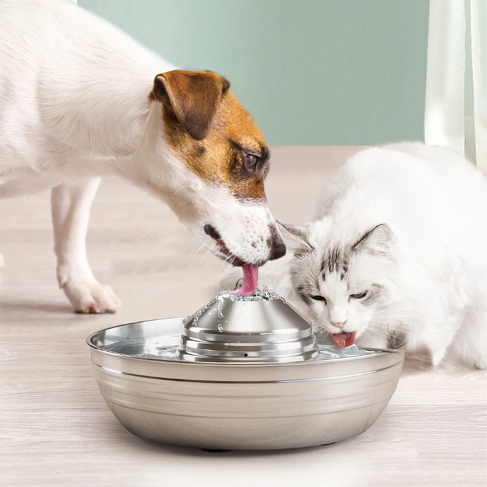 2L Dog Water Smart Fountain Dispenser 360° drinkable Bowl Cat Feeder Puppy Stainless Steel Intelligent Pet Supplies Ultra-Quiet Pump - EU Plug