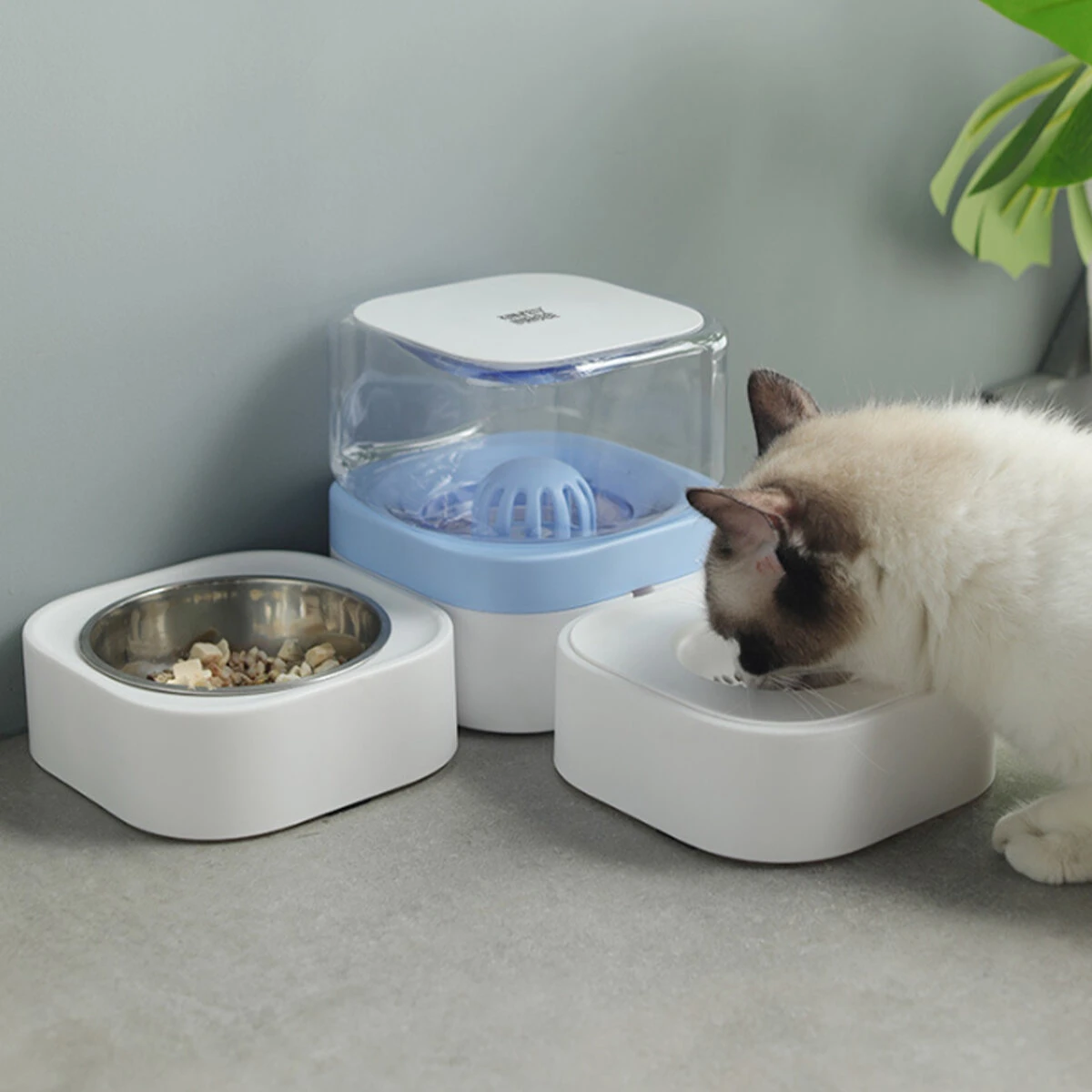 1.8L Pet Bowls Food Automatic Feeder Fountain Water Drinking for Cat Dog Pet Feeding Container Pet Supplies - Green Single bowl