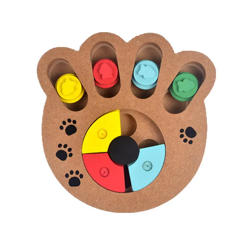 Wooden Paw Bone Shape Pet Dog Cat Feeding Toy Board Funny Training Board Pet Toys - #01