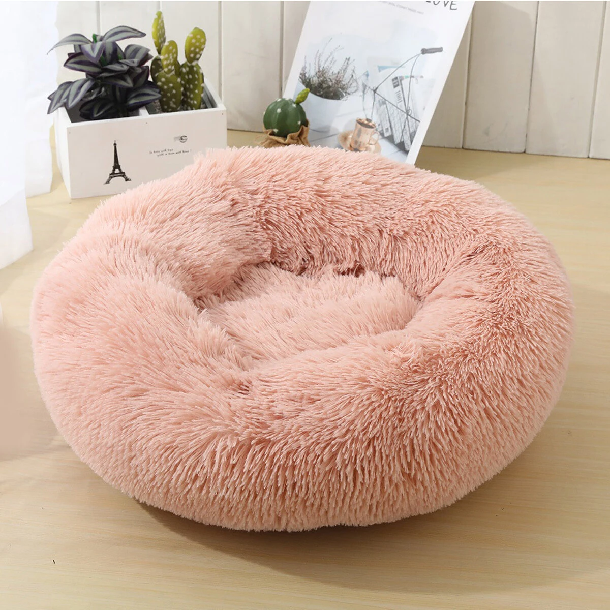 Super Soft Pet Bed Winter Warm Sleeping Bed for dogs Kennel Dog Round Cat Long Plush Puppy Cushion Mat Portable Pet Supplies - Light Grey 70*20cm