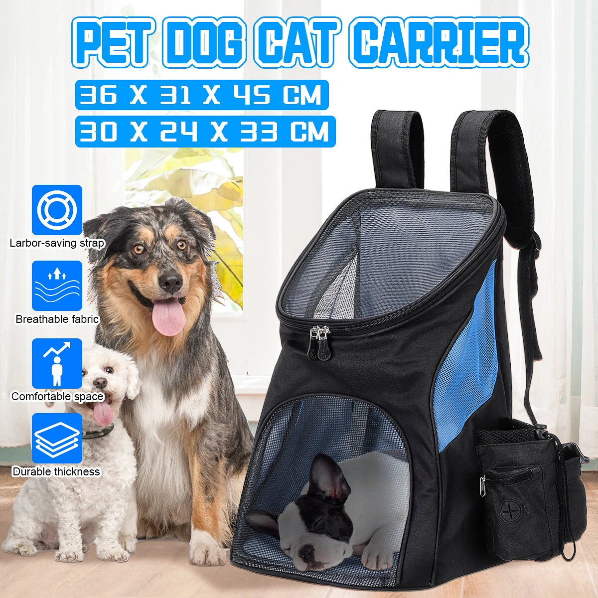 Outdoor Pet Carrying Bag Cat Dog Backpack Folding Pet Supplies Storage Bag Carrier - Grey S