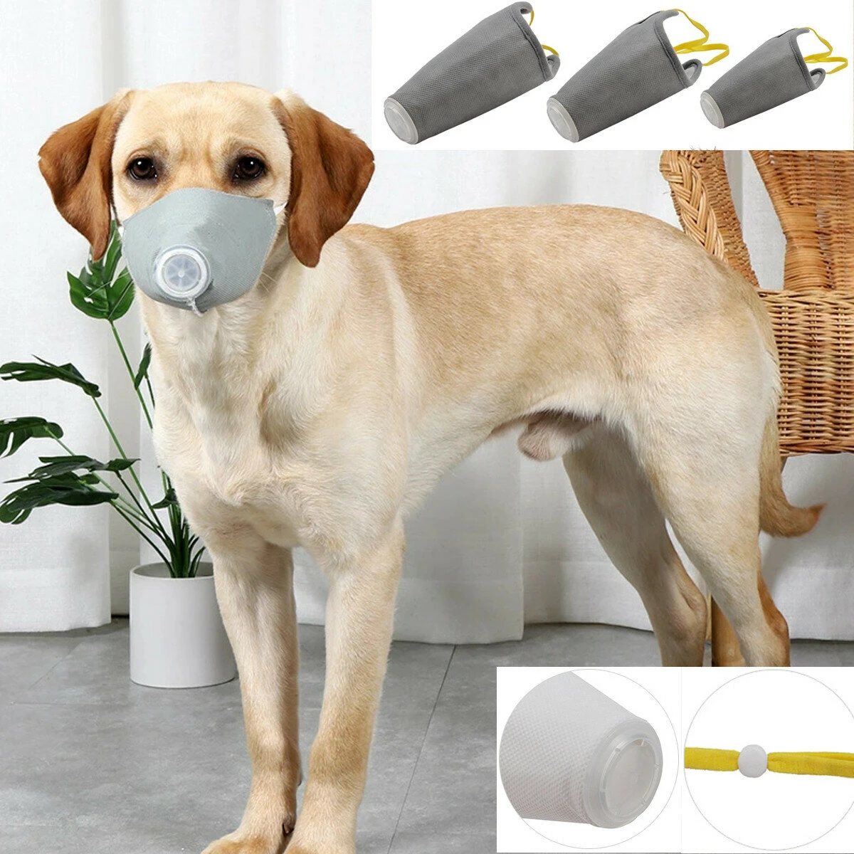 Doton Epidemic Supplies Dog Dustproof Haze Mask Epidemic Mask Protective Dog Mouth Cover Pet Dog Mask S/M/L - S White